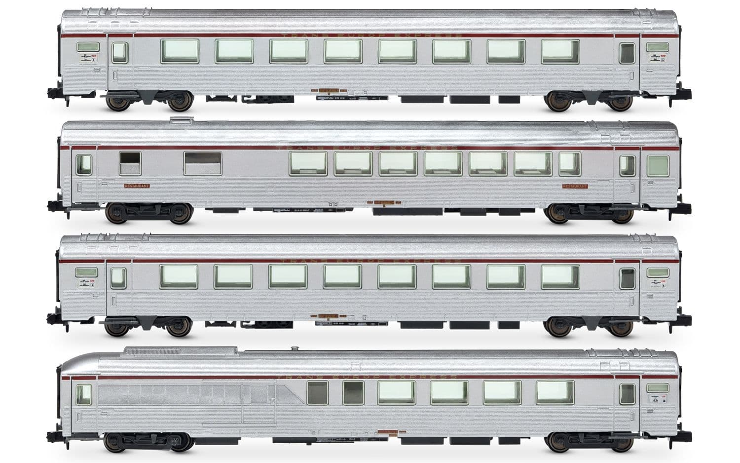 SNCF, 4-tlg. Set klimatisierter Reisezugwagen der Bauart „Mistral '69", TEE „Jules Verne", Ep. IV