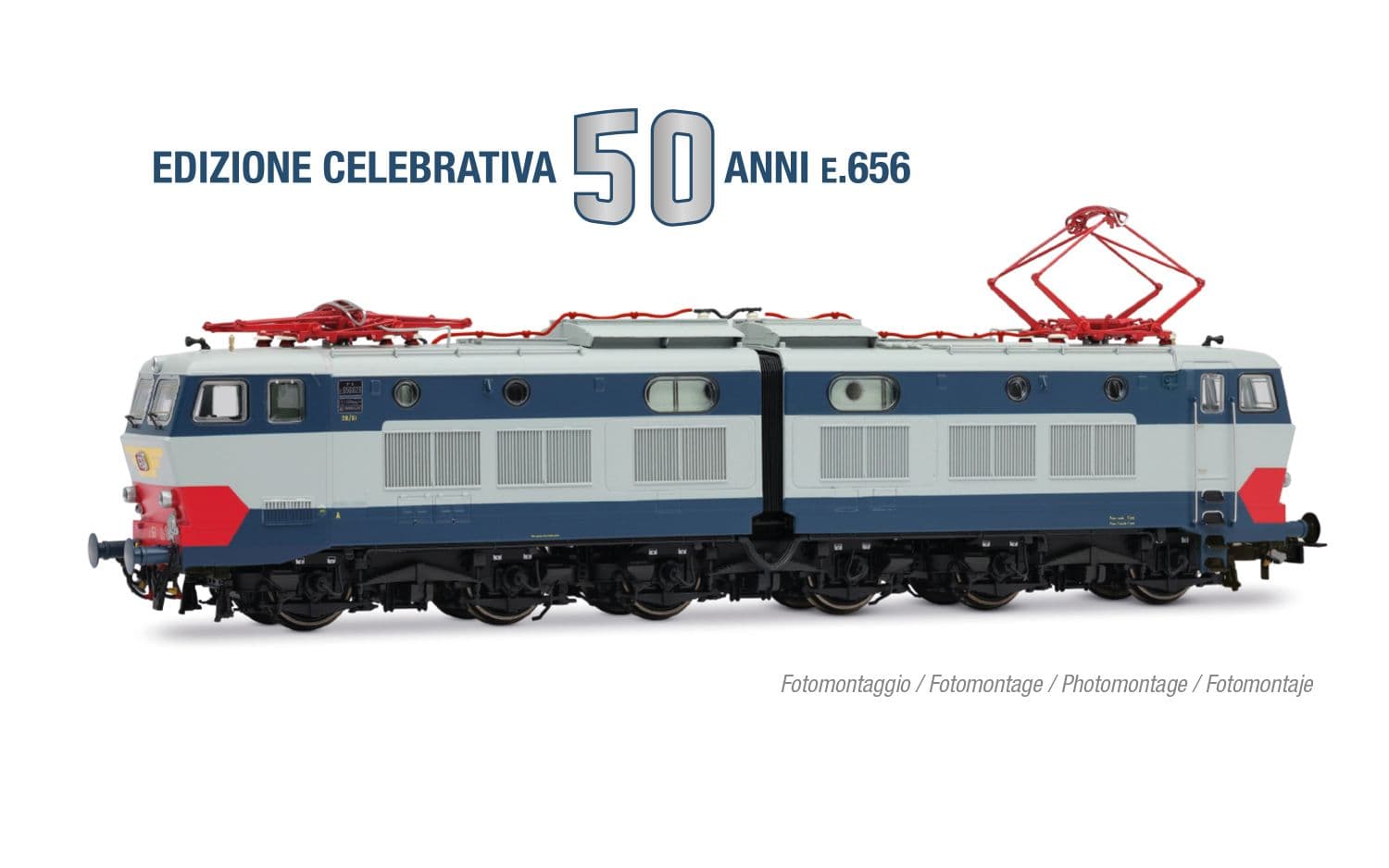 FS, 6-axle electric locomotive E.656 023, 1st series, original state, 50th anniversary delivery of 1st unit (1975), ep. IV
