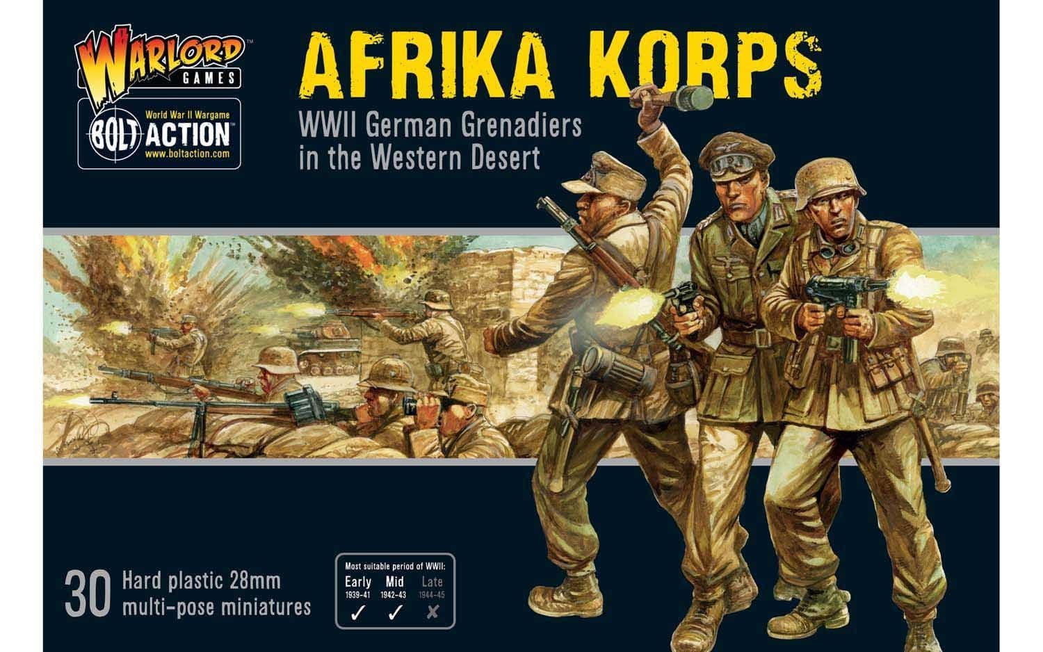 Afrika Korps German Grenadiers Western Desert 1:56 WWII Military Warlord Games Plastic Model Kit