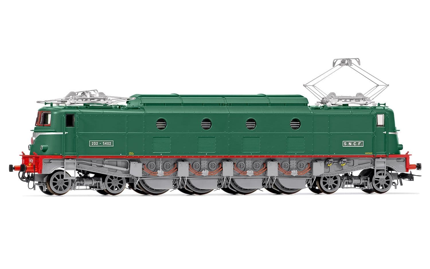 SNCF, locomotive électrique 2D2 5402, livrée vert clair, version GRG, ép. III