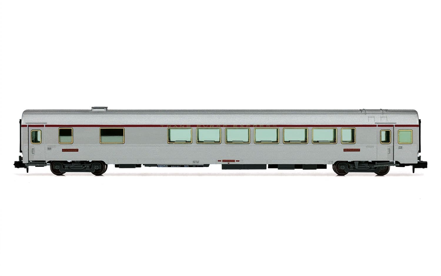 SNCF, 3-tlg. Set TEE Reisezugwagen „Paris - Ruhr" in silberner Lackierung, bestehend aus 1 x A4Dtux, 1 x Vru und 1 x A3rtu, Ep. IV