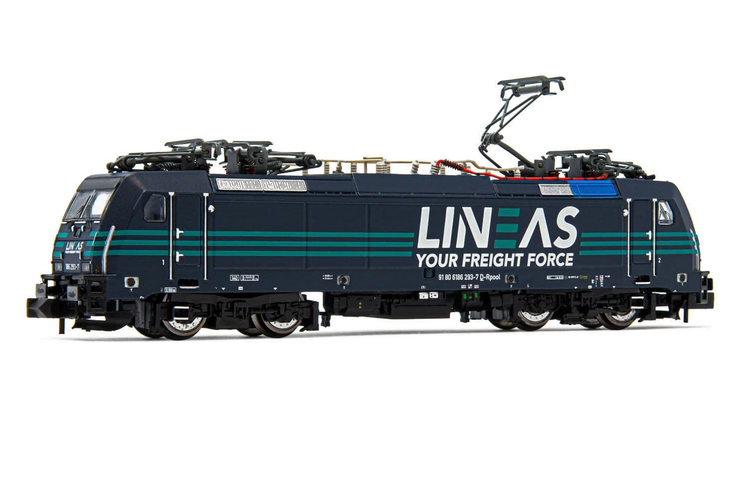 RAILPOOL, Elektrolokomotive BR 186 293-7, "Lineas"-Lackierung, Ep. VI, mit DCC-Decoder