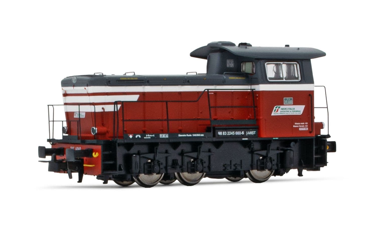 Mercitalia S&amp;T, diesel shunting locomotive class 245, red/dark grey livery with white stripes, ep. VI, with DCC sound decoder