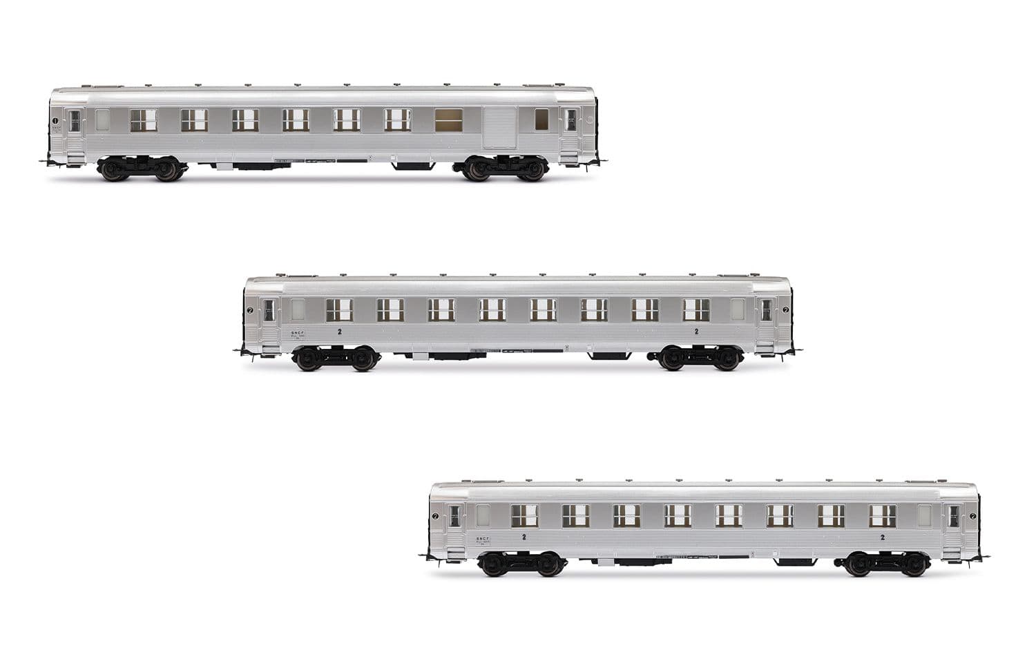 SNCF, 3-unit pack short DEV Inox coaches (2 x B8myfi 2nd cl. + A6Dzmyi luggage), ep. IIIa