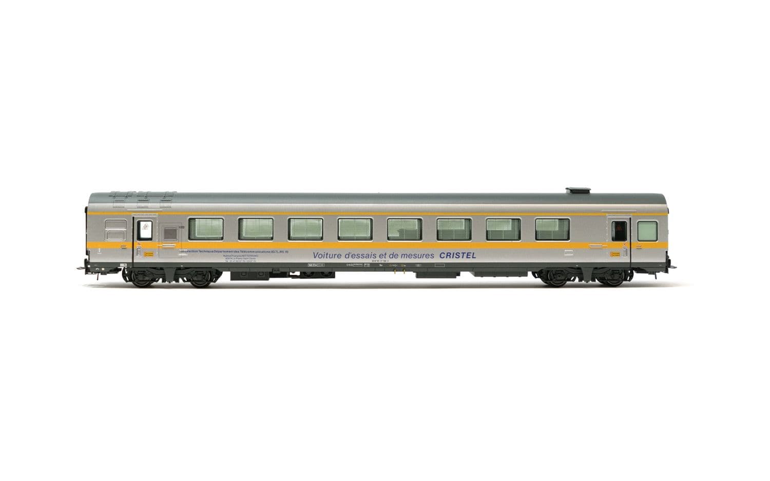 SNCF, test and measurement coach “CRISTEL” in silver/yellow livery, ep. VI