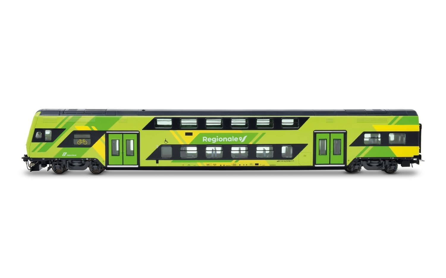 FS Trenitalia, 3-tlg. Set Vivalto-Doppelstockwagen (einer mit Führerstand) neue „Regionale”-Farbgebung