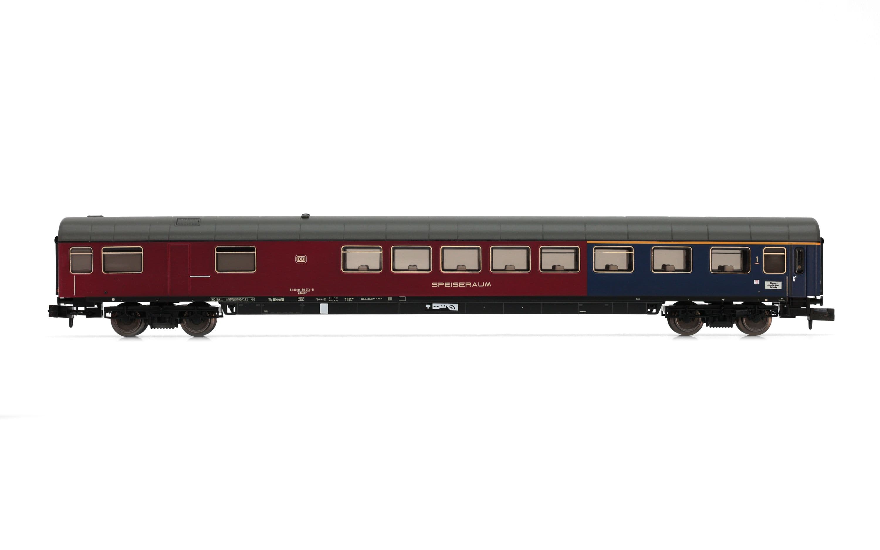 DB, 4-unit pack coaches, 1 x Am, 2 x Bm, 1 x ARm217, blue resp. green livery, period IV