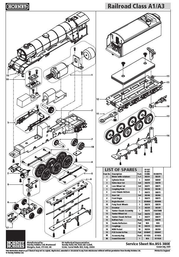 Loco chassis, RailRoad Class A1 Locomotive Chassis Bottom (R3086)