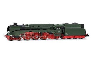 DR, locomotiva a vapore 18 201, con tender a carbone, 1ª livrea originale (verde senza fascia decorativa), ep. III