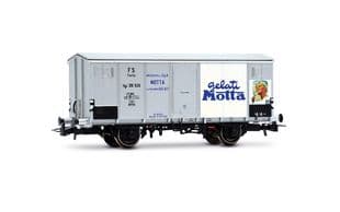 FS, 2-achs. Kühlwagen Hgb, Metallaufbau, silberne Farbgebung „Gelati Motta“
