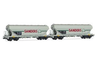 SNCF, coffret de 2 wagons trémies céréaliers à 4 essieux « SANDERS », livrée grise, ép. V