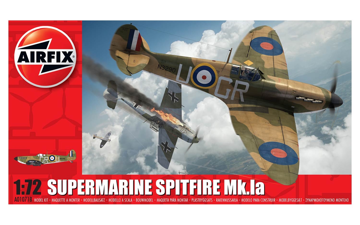 AIRFIX A55100 Supermarine Spitfire Mk.1a Aircraft 1/72 Model Kit Starter Set NEW 