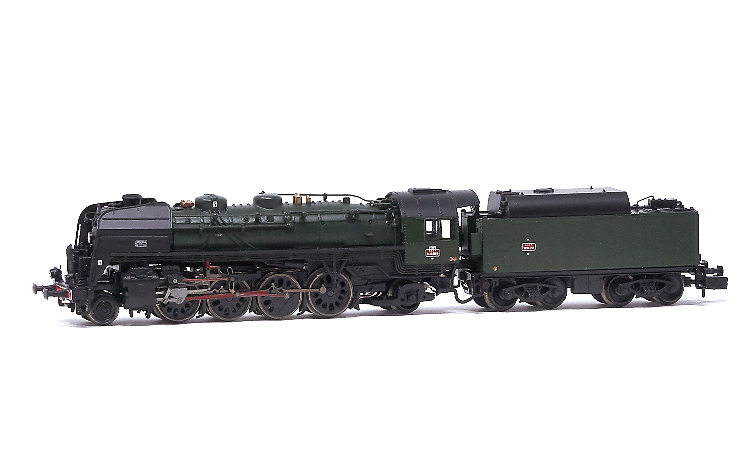 HN2483S SNCF, steam locomotive 141 R 1155, with boxpok wheels on all axles,  high capacity fuel tender, black livery, period III, with DCC-sounddecoder
