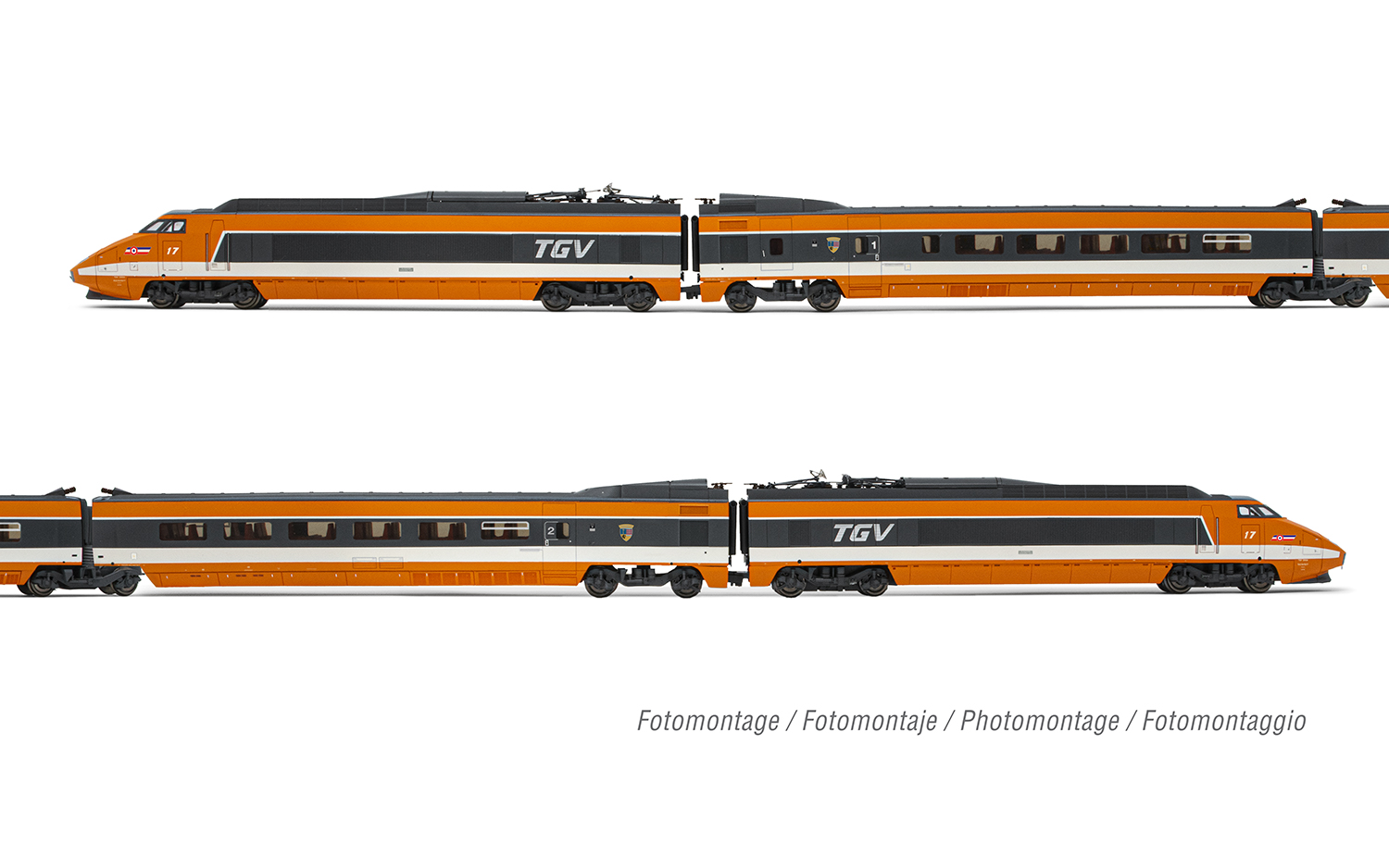 JOUEF HJ2362ACS SNCF, TGV 2N2 EuroDuplex, 4-Unit Pack Including Motorised  Head, Dummy Head and Two End Coaches (1st and 2nd Class), Period VI, AC