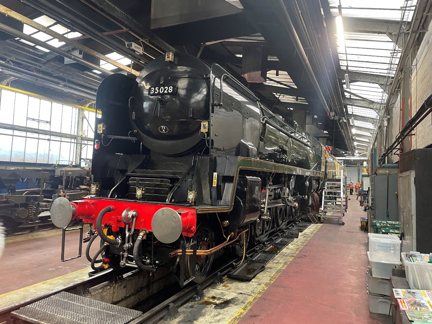 Clan Line on shed at Stewarts Lane in late 2025. Clan Line on shed at Stewarts Lane in late 2025.