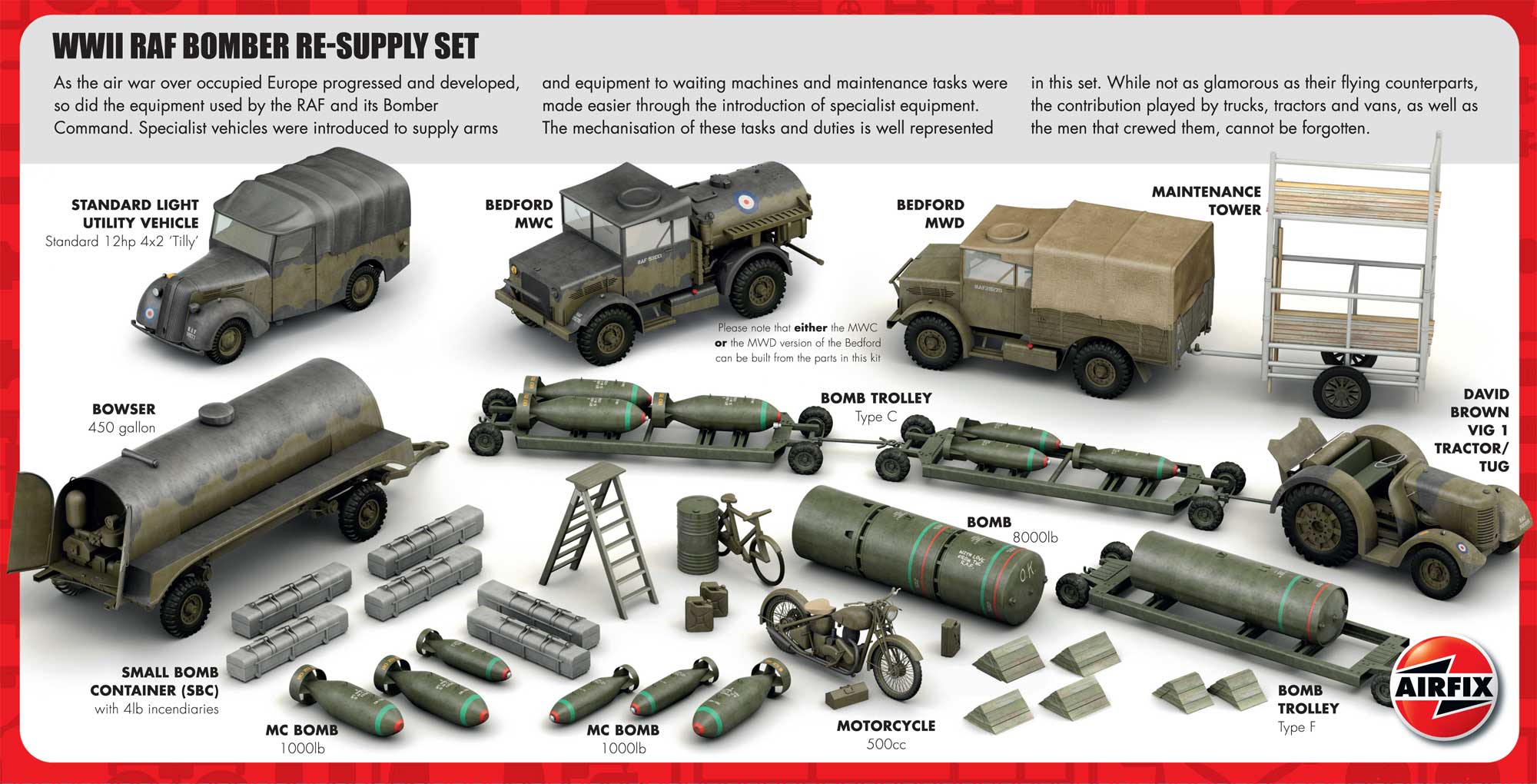 Airfix Bedford Mwd Light Truck Early & Late Airfield Vehicle 1:48 Model Kit