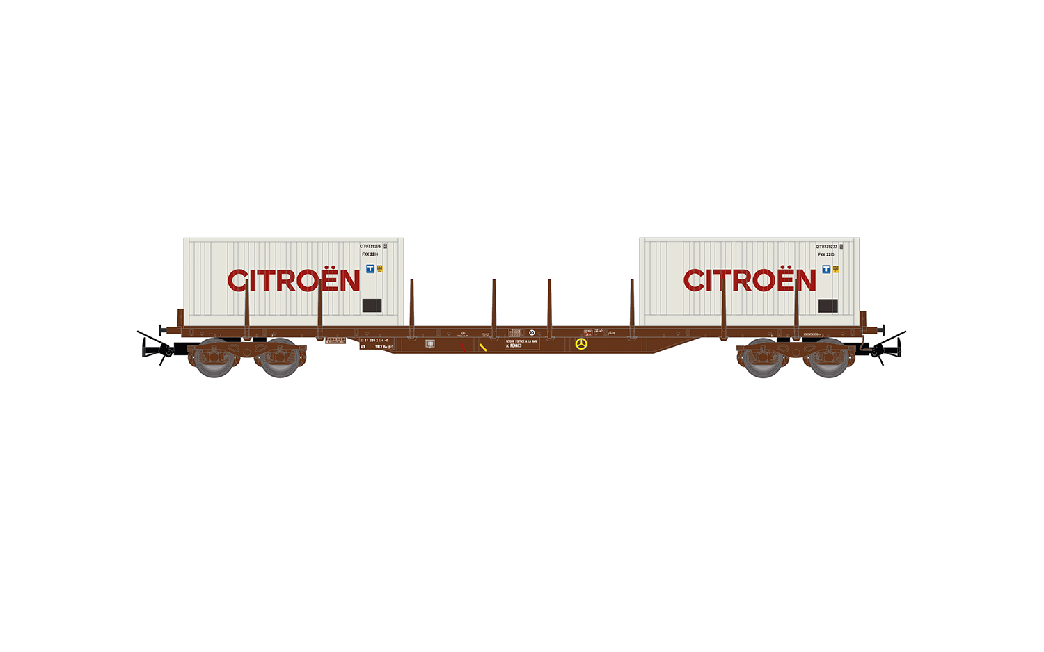 Quai De Gare Ho JOUEF WAGON PLAT A Bogies Avec Grumes De Bois Ho Sans