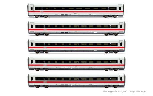DB AG, 5-unit pack of additional coaches for ICE-1 HL1751 (1 x 1st class + 4 x 2nd class coaches), "Landshut"