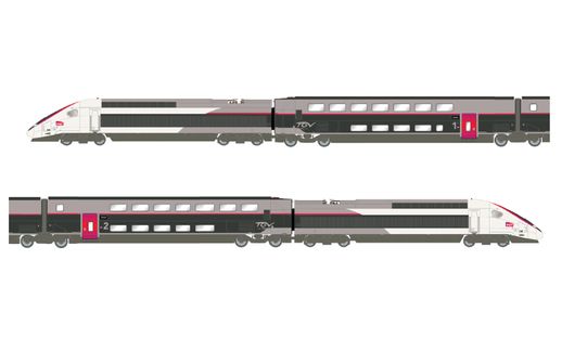 HJ2451S TGV Duplex Carmillon, 4-unit pack with loco, dummy loco and 2 end  coaches, ep. VI, with DCC sound decoder