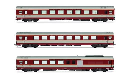 SNCF, 3-unit pack Gran Confort coaches TEE "Le Kléber" (A8u, A8tu, A4Dtux), betón grey, ep. IV