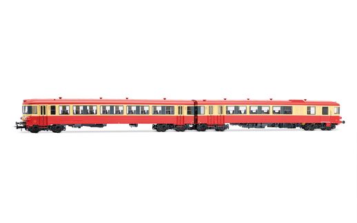 SNCF, 2-unit diesel railcar X 4300, red and cream livery, with big SNCF logo