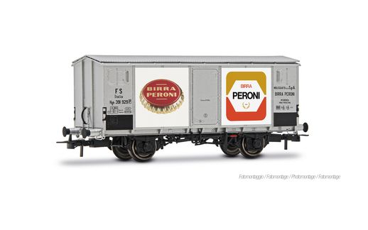 FS, 2-axle refrigerated wagon Hgb, metallic body, silver livery "Peroni"