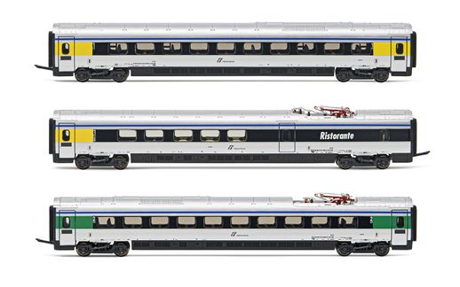 FS, 3-unit pack intermediate coaches for HN2471, "Cisalpino"-livery, period VI