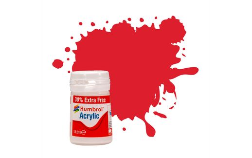 Acrylic Paint: 19 - Red - Gloss - (14ml + 30% Extra Free Pot)