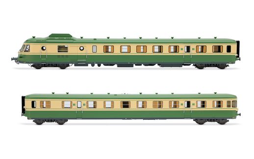 SNCF, diesel railcar RGP I with trailer, green/beige livery, ep. IV, with sound decoder