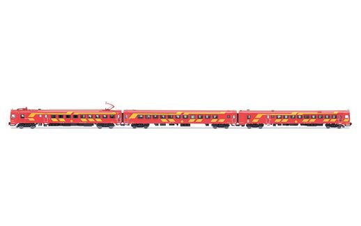 RENFE, 3-unit EMU class 444, unit 444-004 in original red and yellow livery, ep. IV