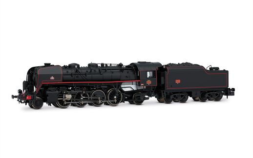 SNCF, locomotive à vapeur 141R 568 avec roues à rayons et boxpok et tender à charbon riveté, livrée noir/rouge, ép. III, avec décodeur sonore