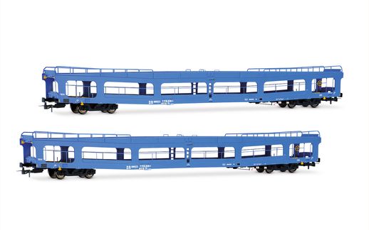 DR, 2-unit set of DDm916 car transporters, blue livery, ep. IV