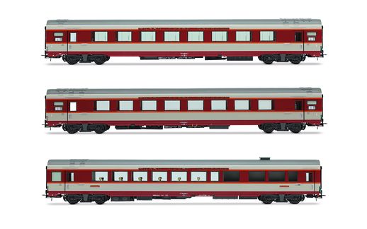 SNCF, 3-unit pack Gran Confort coaches TEE "Le Kléber" (A8u, A8tu, Vru), betón grey, ep. IV
