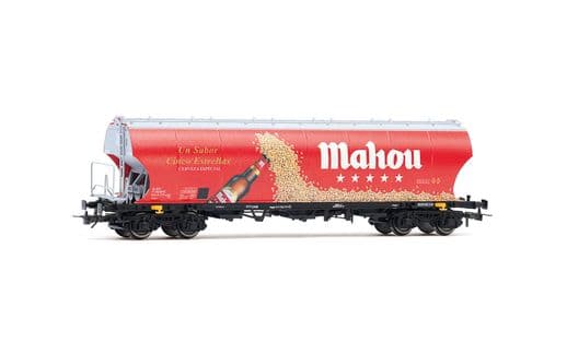 RENFE, vagón tolva cerealera de 4 ejes, con paredes laterales redondeadas, «Mahou»