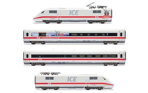 DB AG, ICE1, Tz 186 „Chur“ mit zusätzlichen Schweizer Stromabnehmern, 4-tlg. Grundset (Lok, Dummy, Servicewagen + Wagen 2. Klasse), „Bock auf Graubünden“
