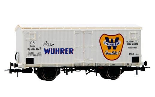 FS, carro refrigerante a 2 assi tipo Hgb con cassa in legno, livrea pubblicitaria "Birra Wührer", ep. III, Rivarossi Club
