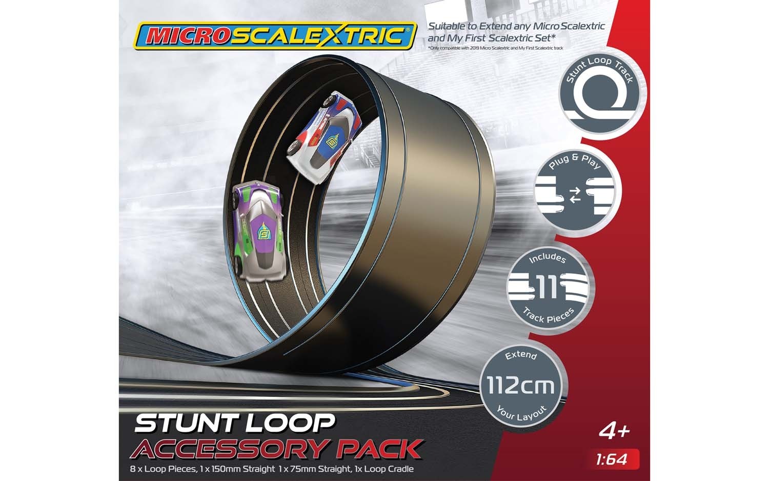 Micro Scalextric G8046 Track Stunt Extension Pack Stunt Loop 1/64 Slot Car 