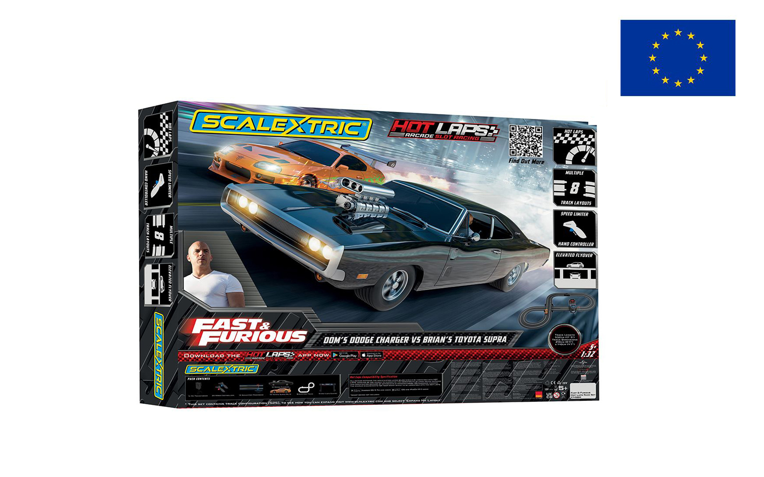 C1458P Scalextric Fast and Furious Hot Laps Race Set - EU Plug