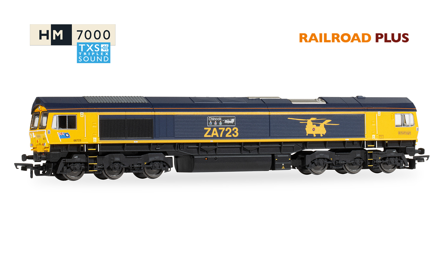 R30429TXS RailRoad Plus: Class 66 - GBRf - 66723 Chinook (DCC
