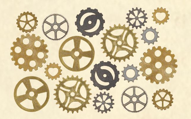 steampunk gears and clock