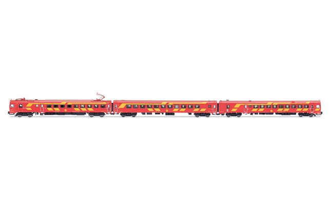 RENFE, 3-unit EMU class 444, unit 444-004 in original red and yellow livery, ep. IV, with digital decoder