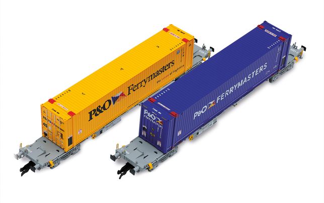2 wagons intermodal & container 1/76 OO containers 45 pieds