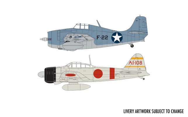 A50184 Grumman F-4F4 Wildcat & Mitsubishi Zero Dogfight Double