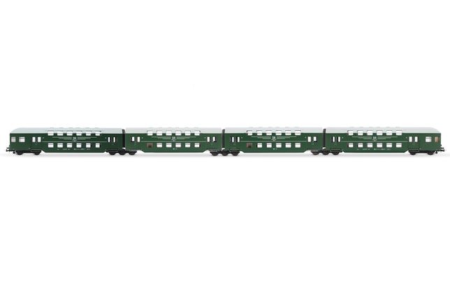DR, 4-unit double decker coach without control cab, green/grey roof, IV