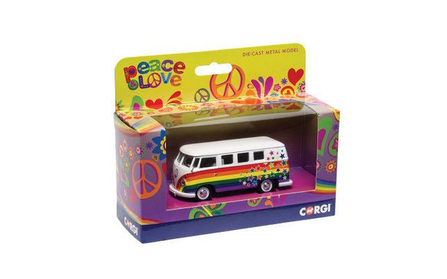 VW T1 Camper Modellauto Im Maßstab 1:43 | Peace, Love & Wishes Design | Offiziell Lizenziert