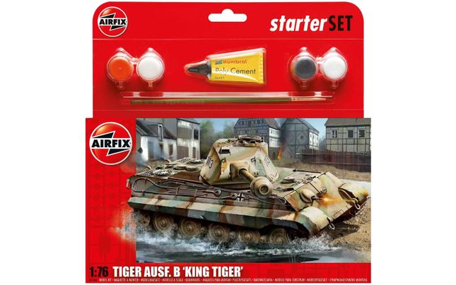 Airfix KING TIGER MEDIUM STARTER SET KIT 1:76 Kit Mezzi Militari Kit di Montaggio Airfix KING TIGER MEDIUM STARTER SET KIT 1:76 Kit Mezzi Militari Kit di Montaggio