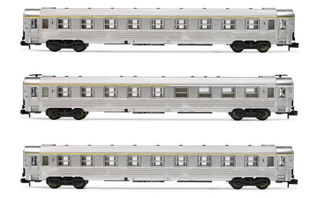 HN4321 Arnold (N 1:160), SNCF, 3-unit DEV Inox coaches set â