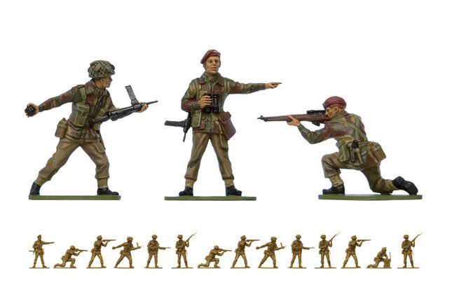 54mm 6 pc 1/32 Set Plastic Platoon Toy Soldier German Paratroopers Battle #1 