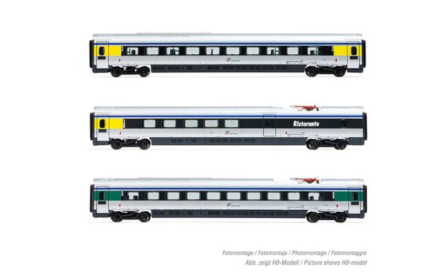 FS, 3-unit pack intermediate coaches for HN2471, "Cisalpino"-livery, period VI