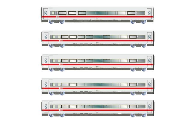 DB AG, 5-tlg. Set Zwischenwagen für ICE-1 HL1752 (2 x 1. Klasse + 3 x 2. Klasse), „Interlaken“